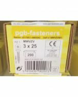 PGB Spaanderplaatschroef VK-Z 3x25mm (200 stuks)